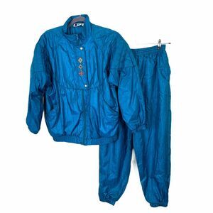 Bold Spirit Tracksuit Size L Vintage Women's Teal Lined Mock Neck Elastic Waist
